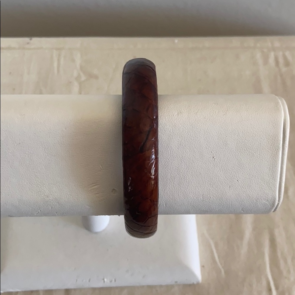 Brown Leather Bangle Bracelet - image 1